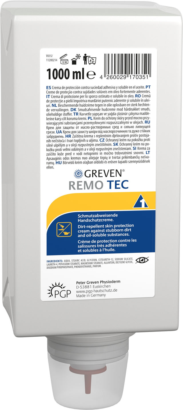 GREVEN REMO TEC Hautschutzcreme 1 l silikonfrei parfümiert – schmutzabweisend