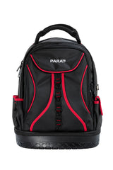 PARAT Werkzeugrucksack B360xT170xH440mm Nylon schwarz/rot – 15 Fächer & Laptopfach