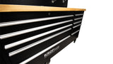 KROFtools Profi 215cm Werkbank mit Schubladen, LED und Rückwand, fahrbarer Werkstattwagen - 8630