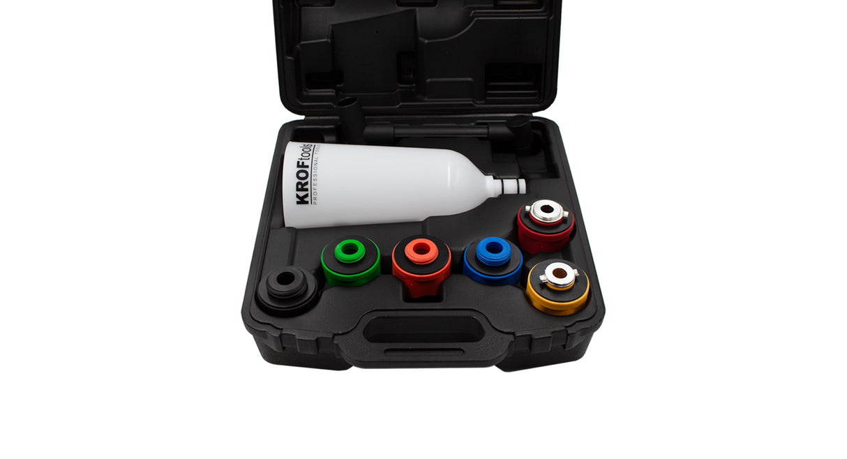 KROFtools Öl-Einfülltrichter-Satz mit drehbarem Winkelarm, 8-teilig - 8036 - K-8036