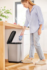 ROTHO Tretabfallsammler RIBO 35 l mit verstellbarem Müllbeutelhalter, silber/schwarz