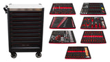 KROFtools PRO Line Werkzeugwagen, bestückt mit 318 Werkzeugen, 9 Schubladen - Art. 8637