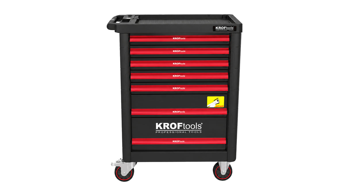 KROFtools Werkzeugwagen, bestückt mit 160 Werkzeugen, 7 Schubladen - REF. 8621