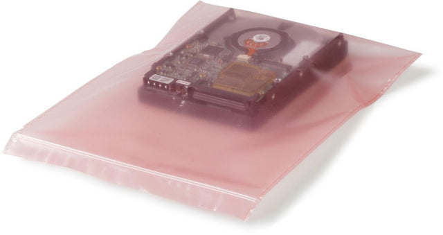 Druckverschlussbeutel antistatisch 100x150mm 100µ rosa aminfreies LDPE von TRANSPAK – 200 Stück