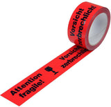 Warnklebeband PP Bruchgefahr 50 mm x 66 m rot von TRANSPAK – 36 Rollen
