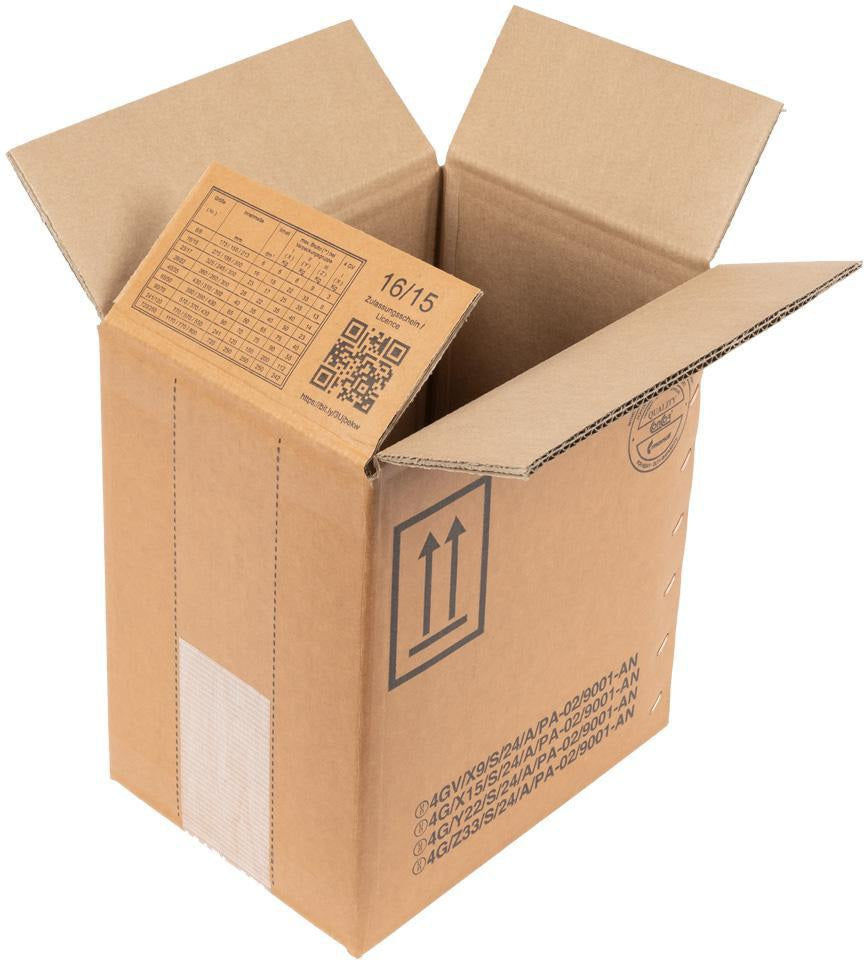 TRANSPAK Gefahrgutkarton 4-fach Zulassung 1-wellig 175x155x213mm 6l – 25 Stück