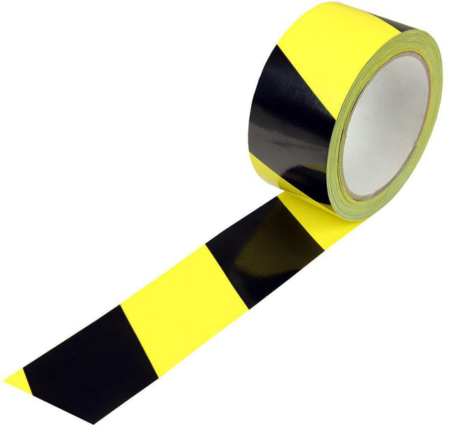 TRANSPAK Kennzeichnungsband 50mm x 66m gelb/schwarz PVC – Warnband nach DIN 4818