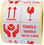 TRANSPAK Warnetiketten Fragile – Handle with Care, 100x100 mm, 500 Etiketten/Rolle