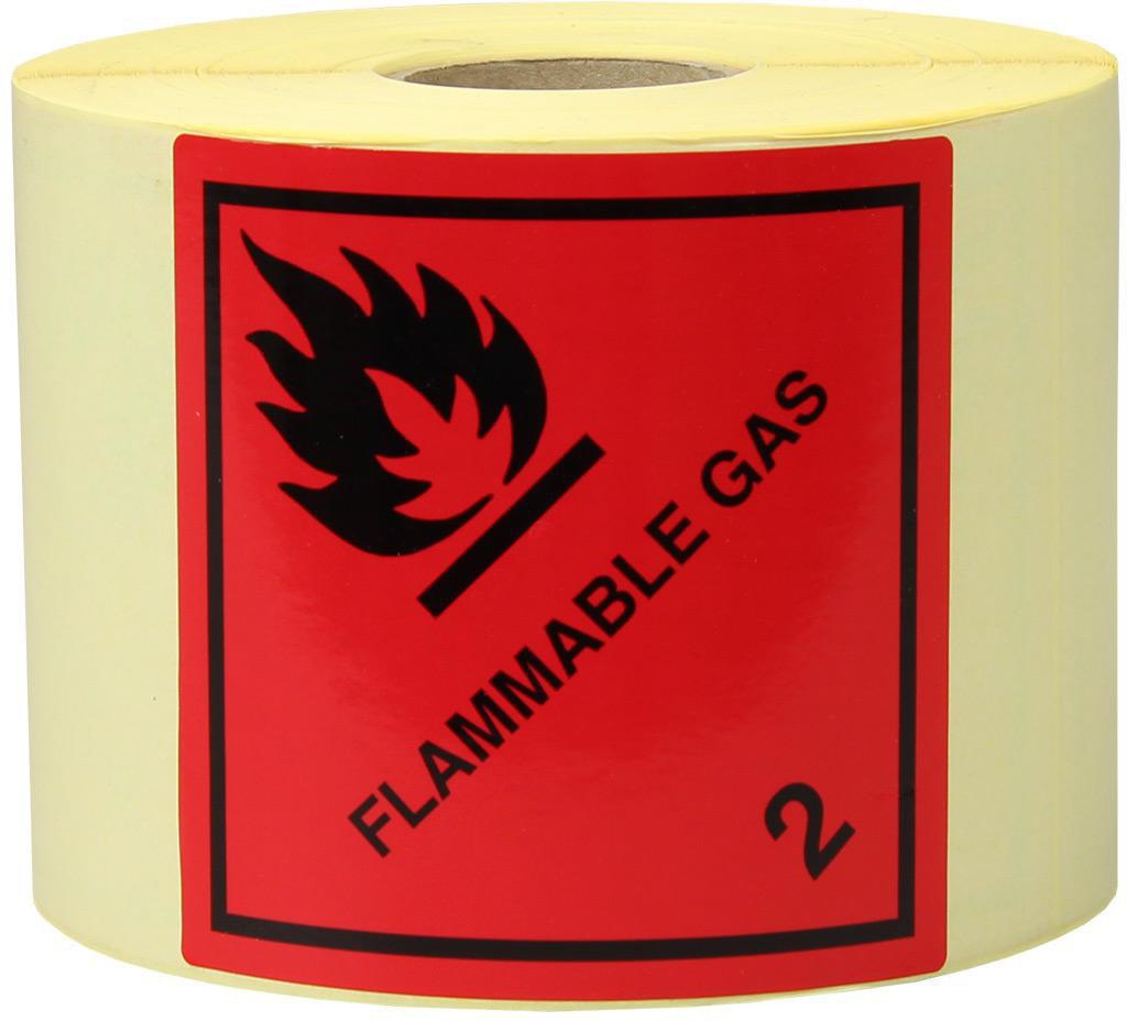 TRANSPAK Gefahrgut-Etiketten 100x100 mm Flammable Gas Kl. 2, 1.000 Stück