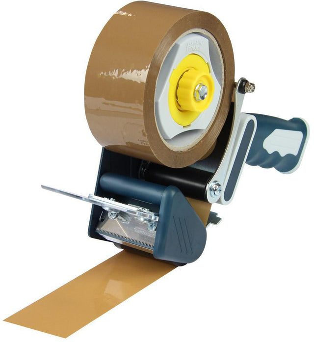 TRANSPAK Handabroller PremiumTwin Core für 50 mm Rollen – leiser Metallabroller für 2+3 Zoll Kern