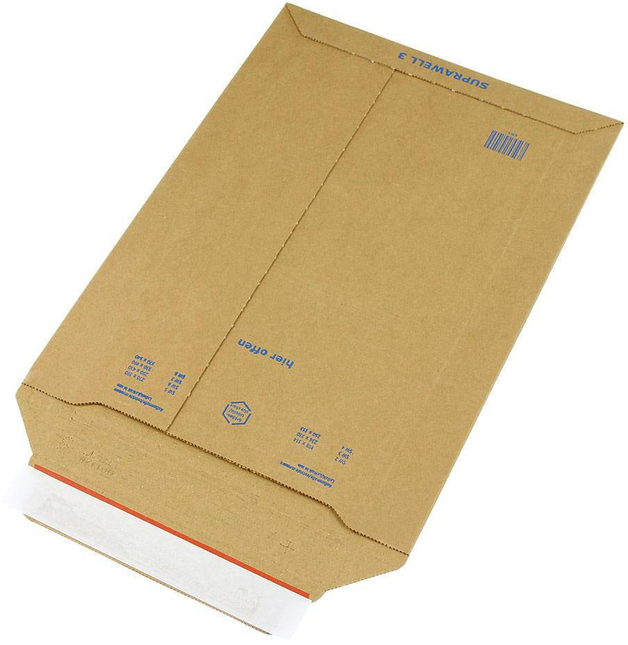 Versandtasche Suprawell B5 194x310 mm Wellpappe braun von TRANSPAK – 100 Stück