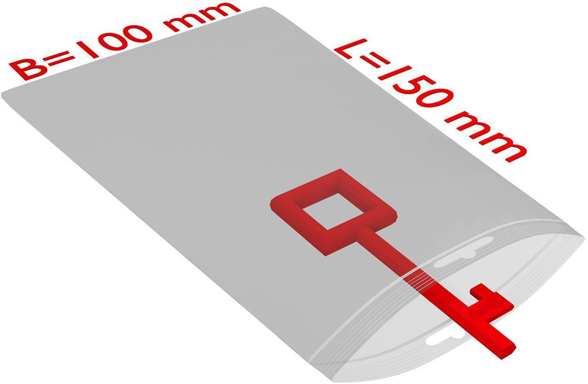 TRANSPAK Druckverschlussbeutel mit Eurolochung 100x150mm, 50µm PE transparent