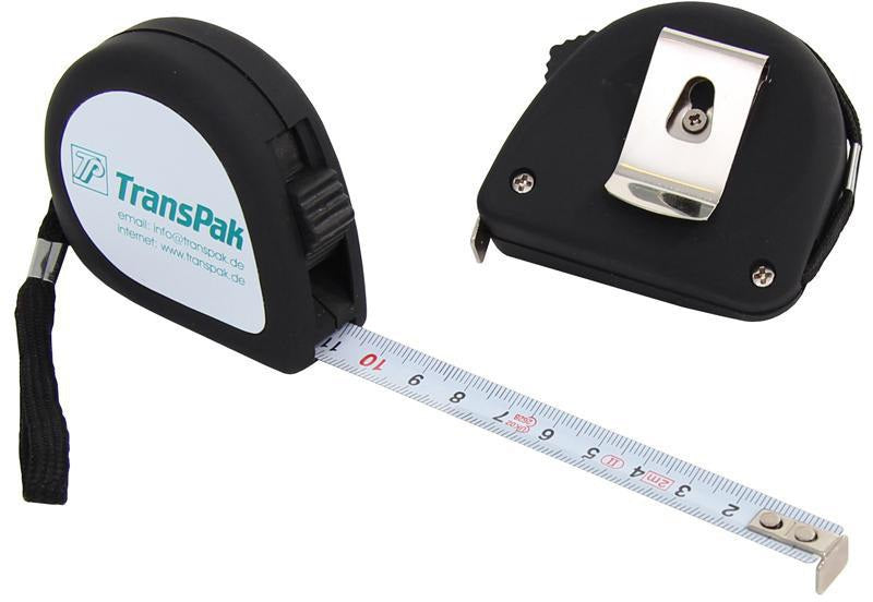 TRANSPAK Maßband mit Feststeller 200 cm – Kapselbandmaß im Kunststoffgehäuse