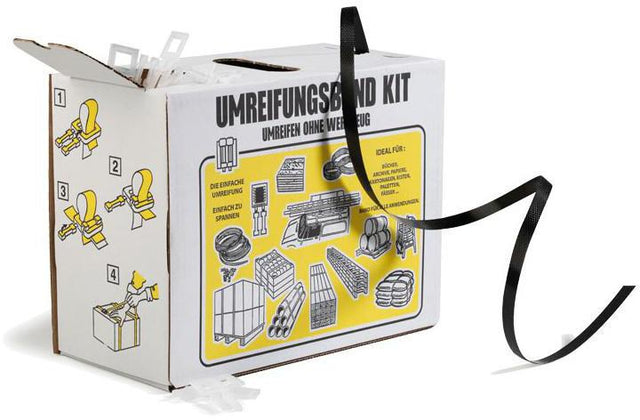 TRANSPAK Umreifungsband 12,7 mm x 600 m PP schwarz – reißfest & recycelbar