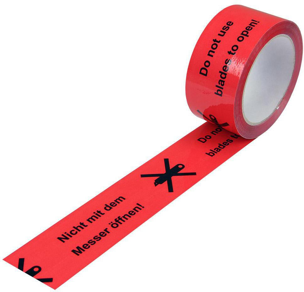 Warnklebeband PP Bruchgefahr 50 mm x 66 m rot von TRANSPAK – 36 Rollen