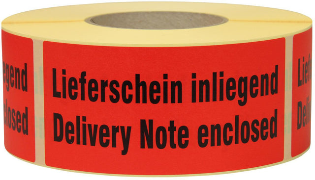 TRANSPAK Hinweisetikett Lieferschein innenliegend 145 x 70 mm rot 1000 Stück/Rolle