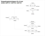 M-Beschläge Doppelkugelschnäpper MS blk 42mm – Kugeln und Federn aus Stahl, Messing