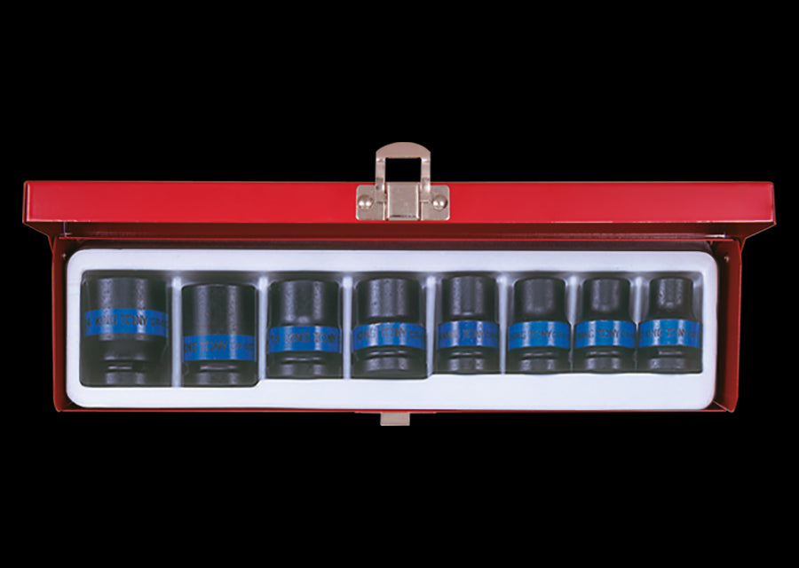 KING TONY Profi-Werkzeuge - 1/2" Kraft-Steckschlüsselset, metrisch - 8 tlg. 4408MP