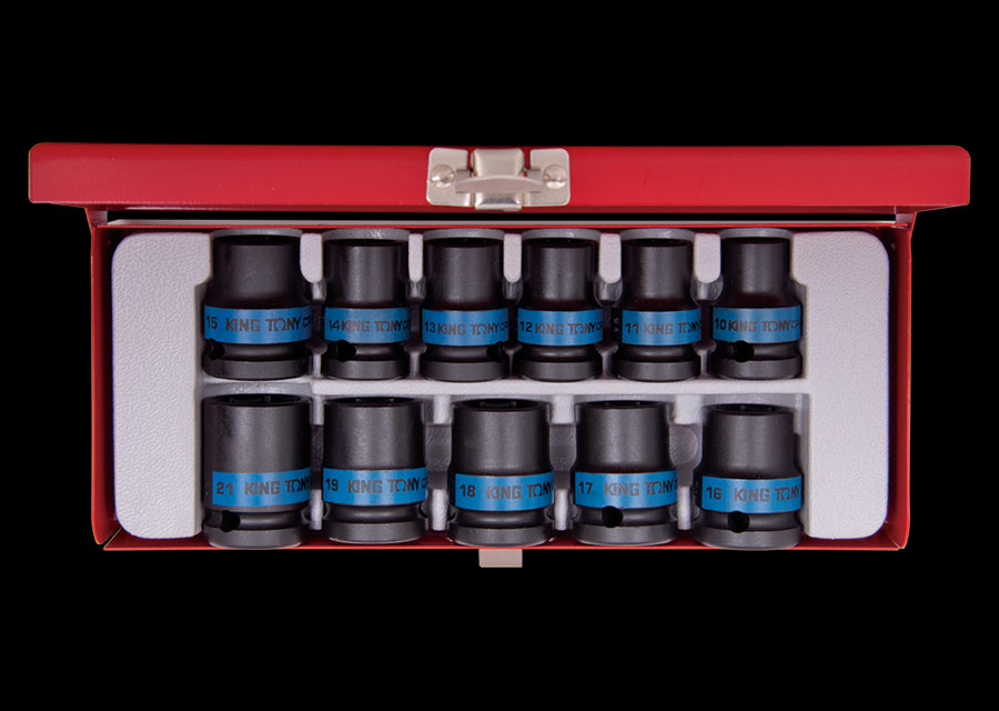 KING TONY Profi-Werkzeuge - 1/2" Kraft-Steckschlüsselset, metrisch - 11 tlg. 4412MP