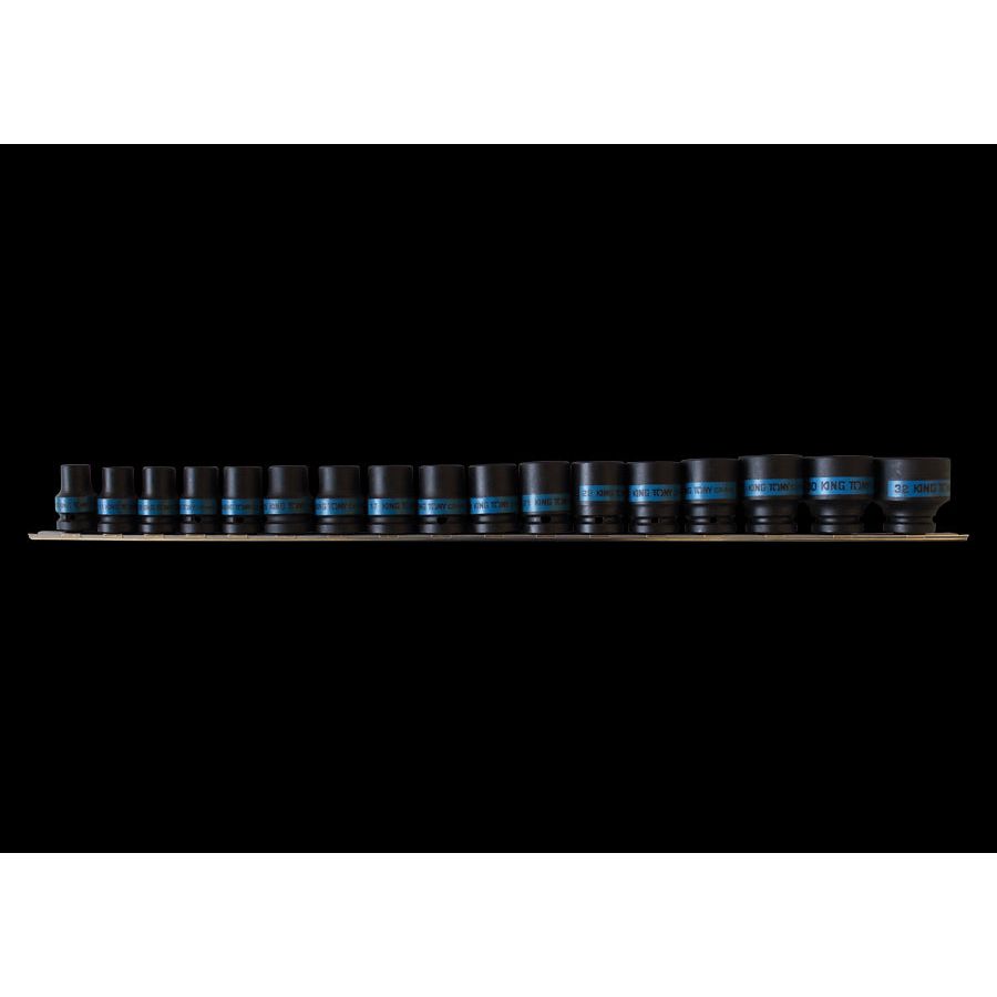 KING TONY Profi-Werkzeuge - 1/2" Kraft-Steckschlüsselset, metrisch, Steckleiste - 17 tlg. 4497MP