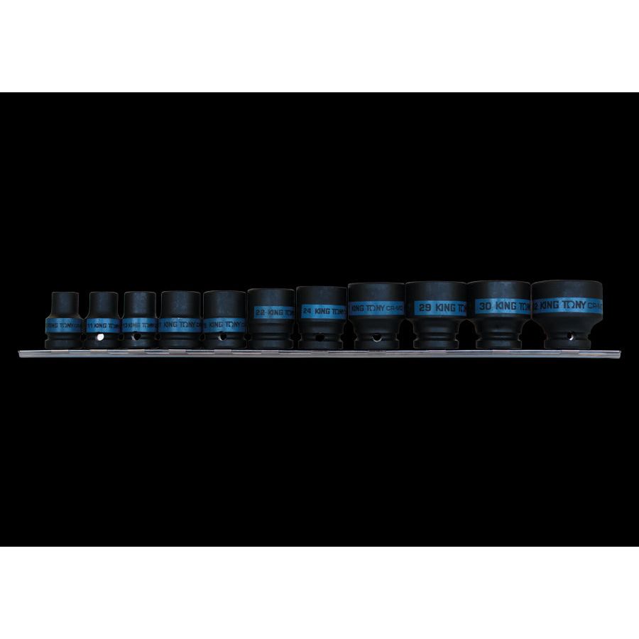 KING TONY Profi-Werkzeuge - 1/2" Kraft-Steckschlüsselset, metrisch, Steckleiste - 11 tlg. 4421MP