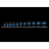 KING TONY Profi-Werkzeuge - 1/2" Kraft-Steckschlüsselset, metrisch, Steckleiste - 11 tlg. 4421MP