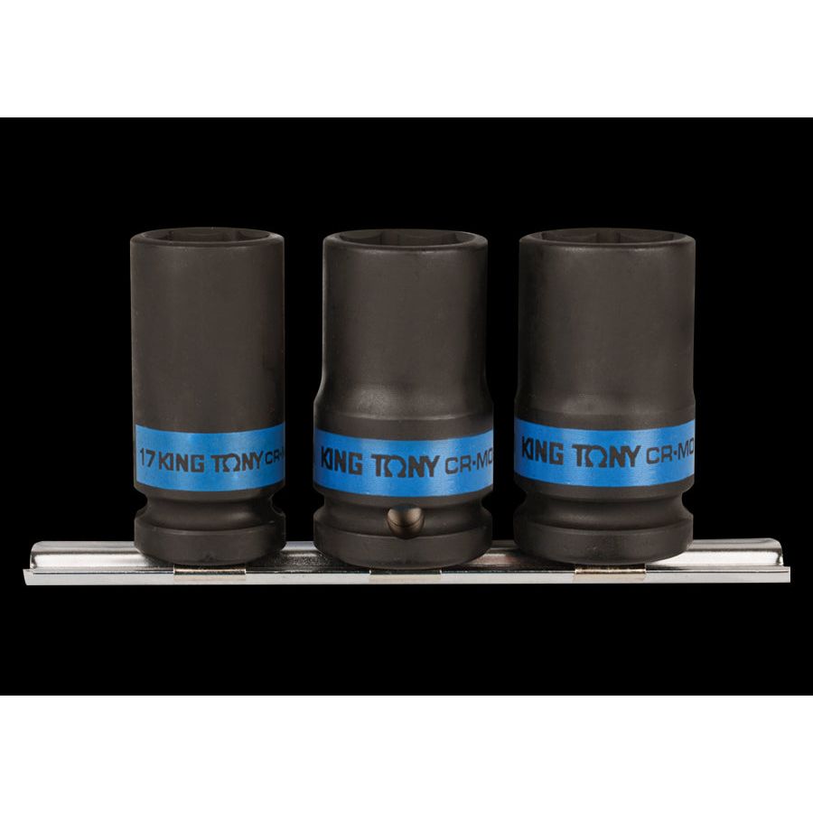 KING TONY Profi-Werkzeuge - Kraft-Steckschlüsselset, metrisch, schmal - 3 tlg. 4423MP