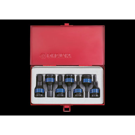 KING TONY Profi-Werkzeuge - 1/2" 6-Kant Kraft-Steckschlüssel - 7 tlg. 4407MP01