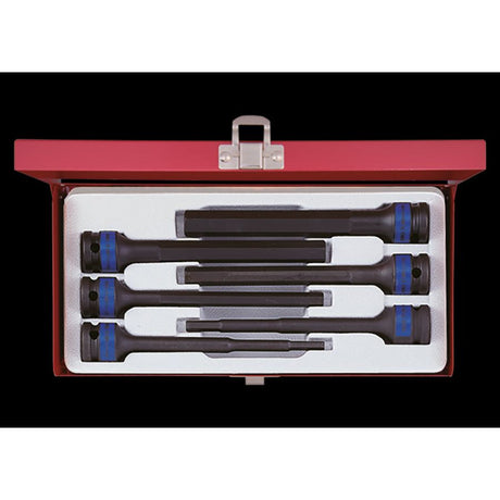 KING TONY Profi-Werkzeuge - 1/2" Schlag-Steckschlüssel-Satz 6-kant, lang - 6 tlg. 4476MP