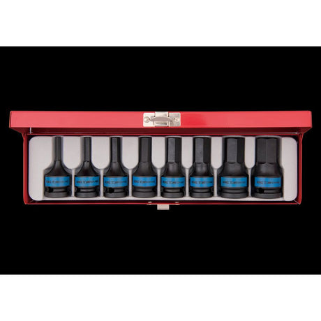 KING TONY Profi-Werkzeuge - 1/2" 6-Kant Kraft-Steckschlüssel-Set - 8 tlg. 4418MP