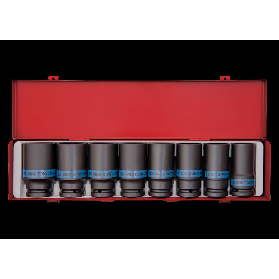 KING TONY Profi-Werkzeuge - 3/4" Kraft-Steckschlüsselset, lang, metrisch - 8 tlg. 6410MP