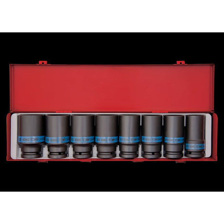 KING TONY Profi-Werkzeuge - 3/4" Kraft-Steckschlüsselset, lang, metrisch - 8 tlg. 6410MP