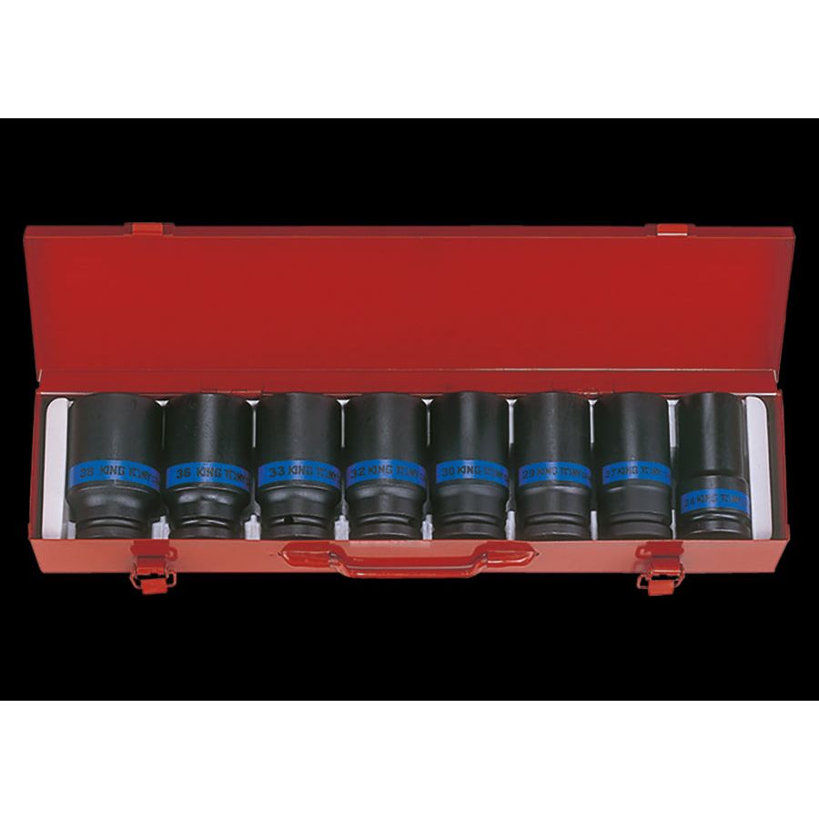 KING TONY Profi-Werkzeuge - 3/4" Kraft-Steckschlüsselset, metrisch, lang - 8 tlg. 6458MP
