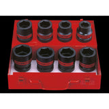 KING TONY Profi-Werkzeuge - 1" Kraft-Steckschlüssel, Zoll - 8 tlg. 8410SP