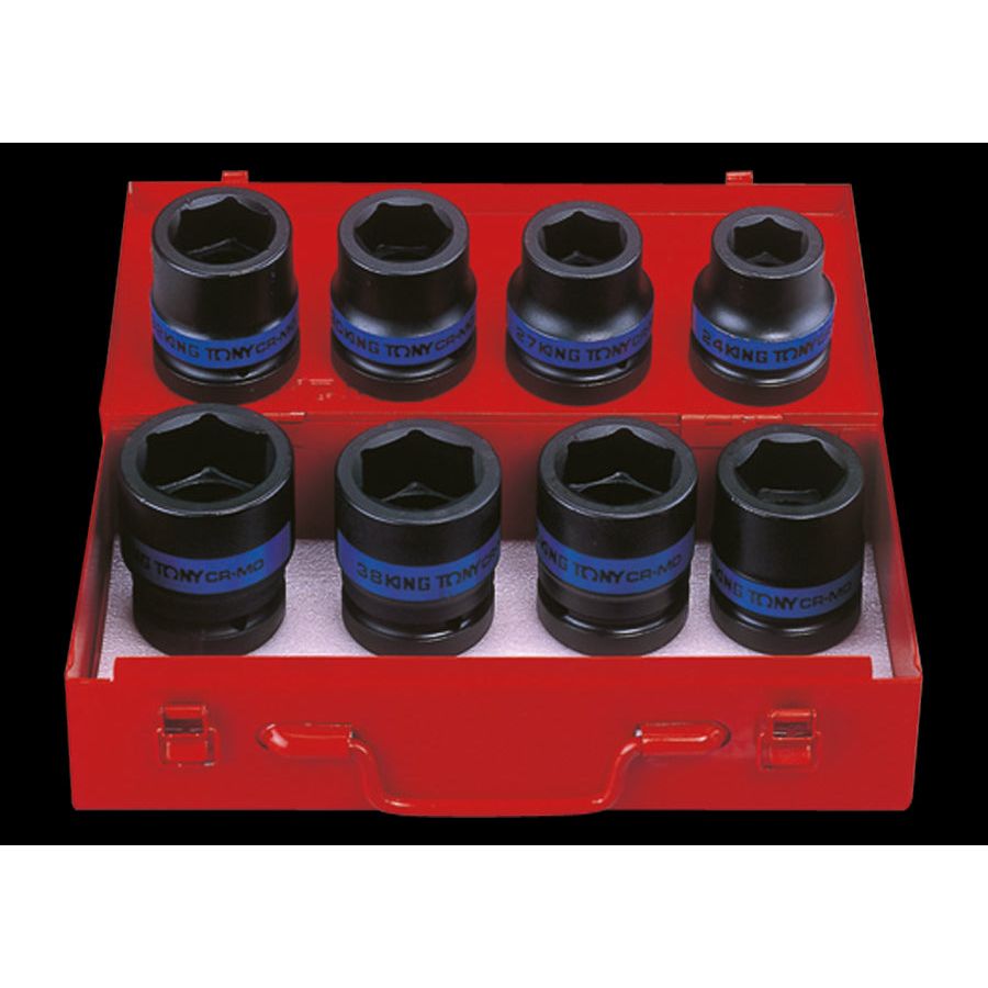 KING TONY Profi-Werkzeuge - 1" Kraft-Steckschlüsselset, metrisch - 8 tlg. 8410MP