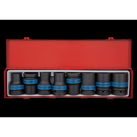 KING TONY Profi-Werkzeuge - 1" Kraft-Steckschlüsselset, lang, metrisch - 8 tlg. 8408MP