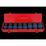 KING TONY Profi-Werkzeuge - 1" Kraft-Steckschlüsselset, lang, metrisch - 8 tlg. 8408MP10