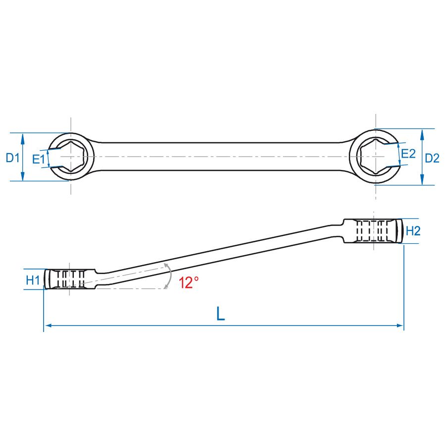KING TONY Profi-Werkzeuge - 6-Kant Doppelrohrschlüssel, Zoll, 170 mm - 1/2" x 9/16" 59301618