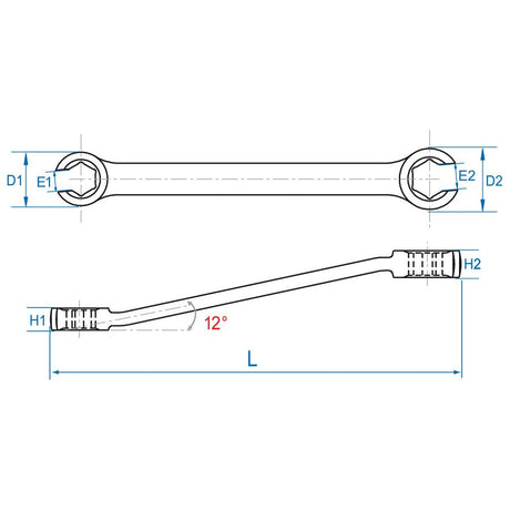 KING TONY Profi-Werkzeuge - 6-Kant Doppelrohrschlüssel, Zoll, 230 mm - 3/4" x 7/8" 59302428