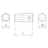 KING TONY Profi-Werkzeuge - 3/4" 6-Kant Kraftbit, Zoll - 15/16 595430H