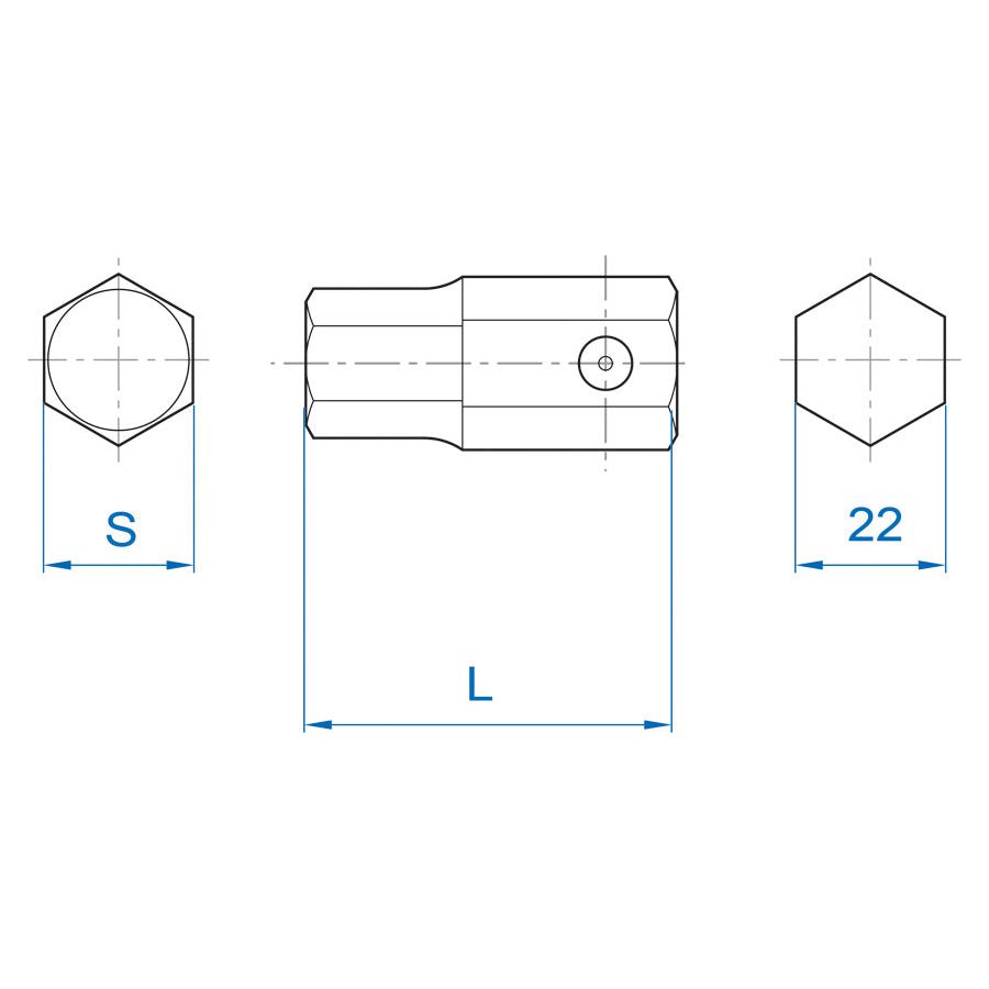 KING TONY Profi-Werkzeuge - 3/4" 6-Kant Kraft-Bitsteckschlüssel, 54,5 mm, metrisch - 32 mm 195432H