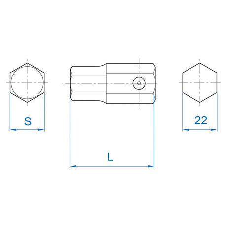 KING TONY Profi-Werkzeuge - 3/4" 6-Kant Kraft-Bitsteckschlüssel, 54,5 mm, metrisch - 32 mm 195432H