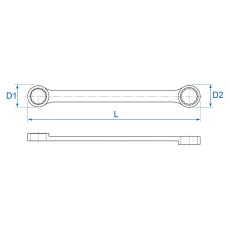 KING TONY Profi-Werkzeuge - Doppel-Ringschlüssel, gerade, lang - 17 x 19 mm 19B01719