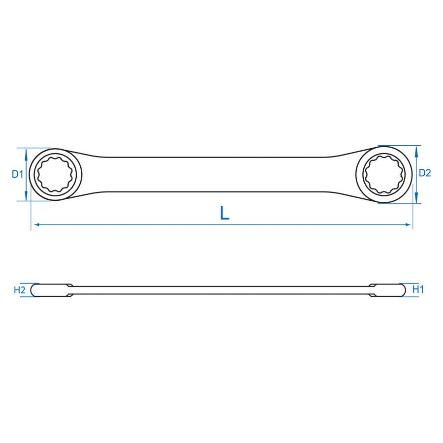 KING TONY Profi-Werkzeuge - Doppel-Ringschlüssel, gerade, dünne Ringwand - 25 x 28 mm 19C02528