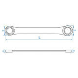 KING TONY Profi-Werkzeuge - Doppel-Ringschlüssel, gerade, dünne Ringwand - 25 x 28 mm 19C02528