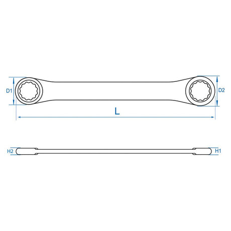 KING TONY Profi-Werkzeuge - Doppel-Ringschlüssel, gerade, dünne Ringwand - 25 x 28 mm 19C02528
