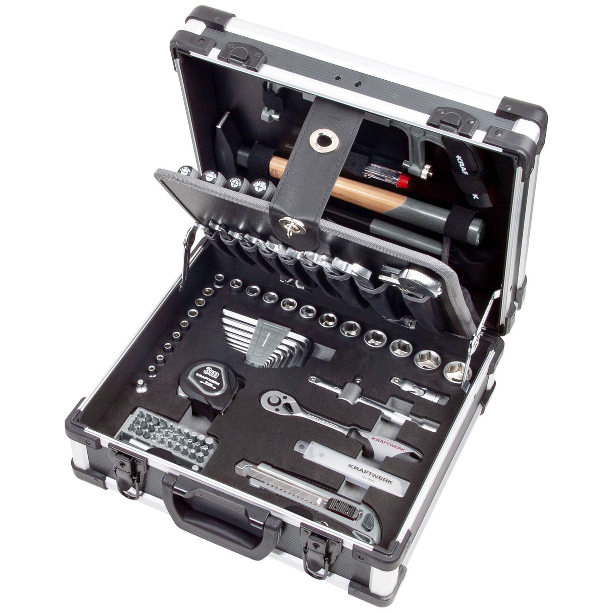 Kraftwerk BASIC LINE 1/4" + 3/8" Umschaltknarren Steckschlüsselsatz Werkzeugkoffer B143, 102-tlg