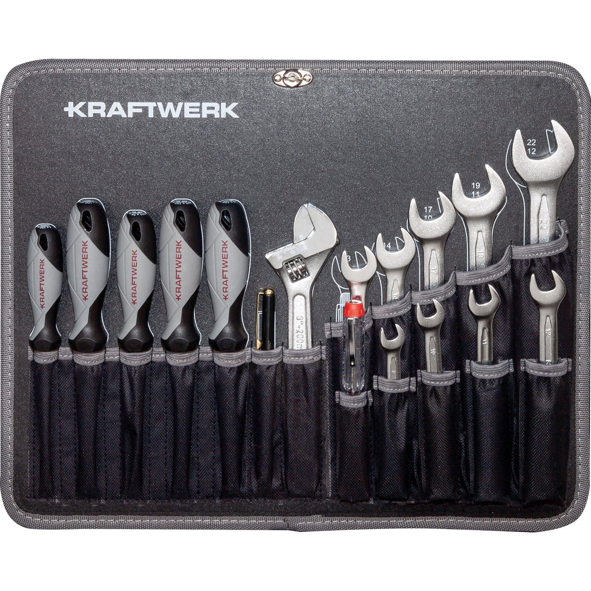 Kraftwerk BASIC LINE 3/8" Umschaltknarre Steckschlüsselsatz Werkzeugkoffer B147, 97-tlg
