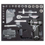 Kraftwerk BASIC LINE 1/4" + 3/8" Umschaltknarren Steckschlüsselsatz Werkzeugkoffer, mit  Akkuschrauber 103-tlg