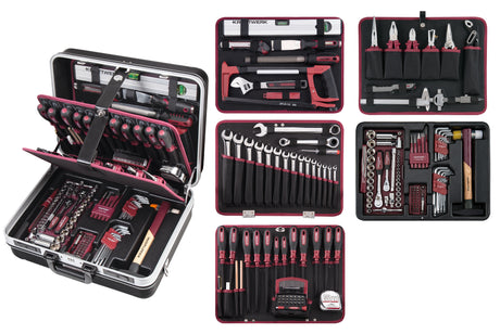Kraftwerk PRO LINE 1/4" + 3/8" Umschaltknarren Steckschlüsselsatz Werkzeugkoffer P300, 186-tlg